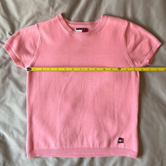 Vintage TOMMY HILFIGER Y2K Pink Cardigan Set Xs S M 90s Baby Tee Cropped - Picture 7 of 17
